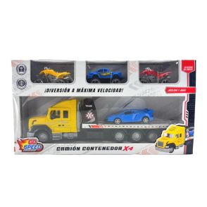CAMION CON CONTENEDOR CON 5 VEHICULOS