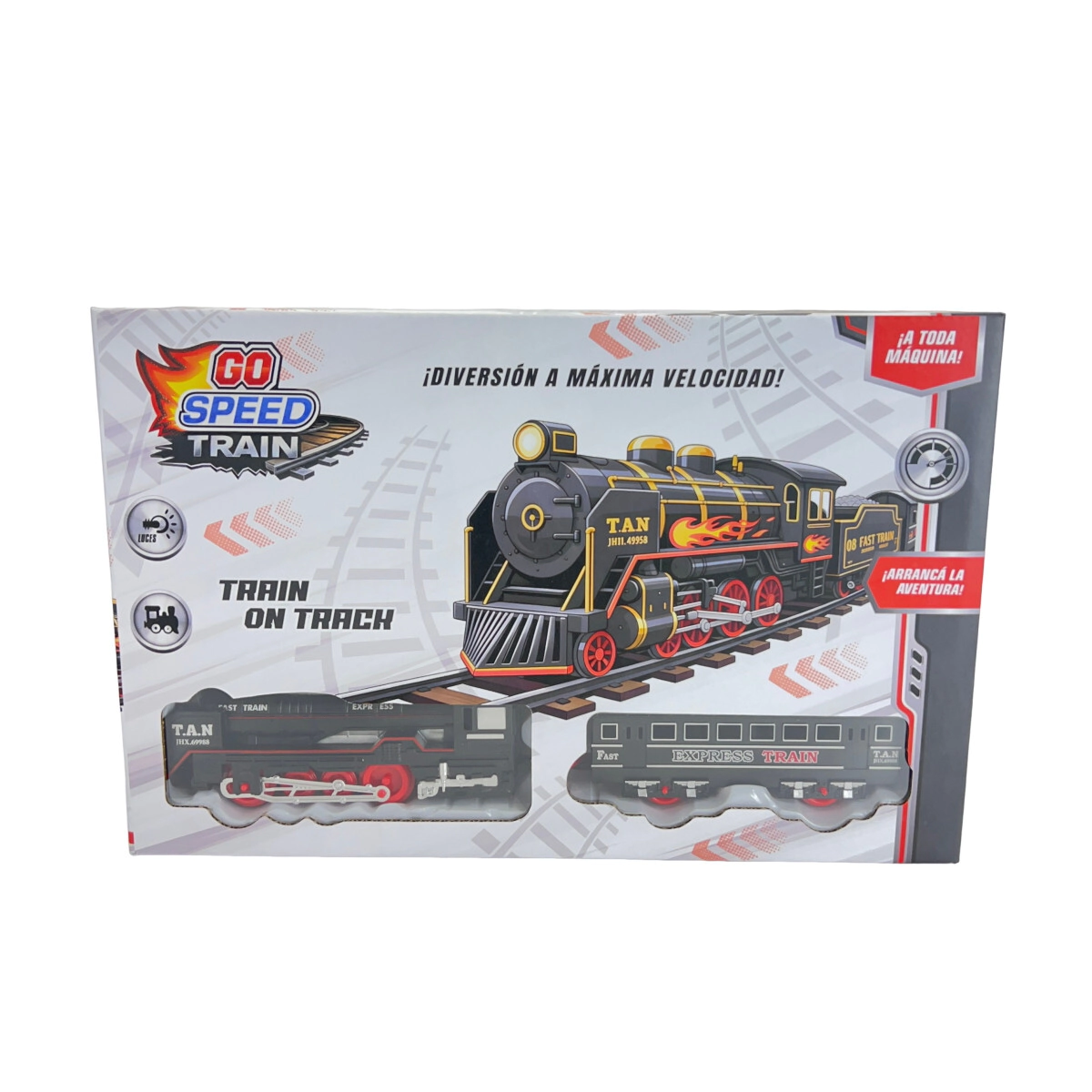 PISTA DE TREN A PILAS CON LUCES