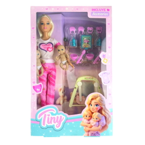 MU&Ntilde;ECA TINY MAMA MELLIZOS CON ACCESORIOS