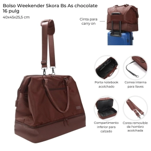 BOLSO WEEKENDER SKORA BS AS CHOCOLATE 16 PULGADAS