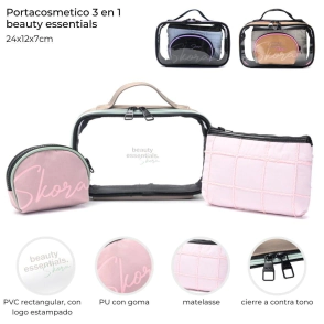 PORTACOSMETICO 3 EN 1 BEAUTY 24x12x7 CM SKORA