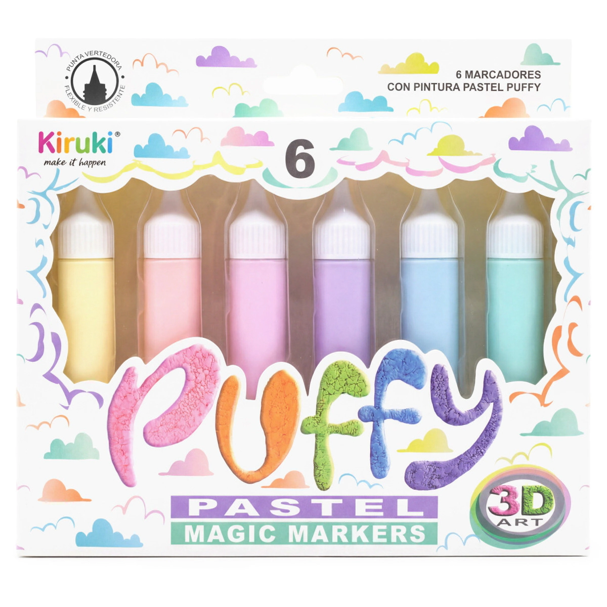 MARCADORES PUFFY PASTEL X6 KIRUKI
