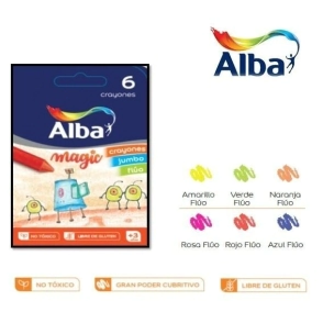 Crayones Alba Jumbo Fluo Chico x6