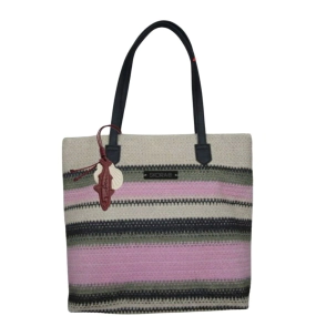 BOLSO PLAYERO SKORA CROCHET RAYADO 44x38x10 CM