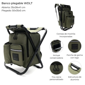BANCO PLEGABLE WDLT CON MOCHILA CONSERVADORA INCORPORADA 50x35x5CM PLEGADO