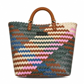 CANASTO PLAYERO SKORA CON MANIJAS DE MADERA 33x20x17 CM