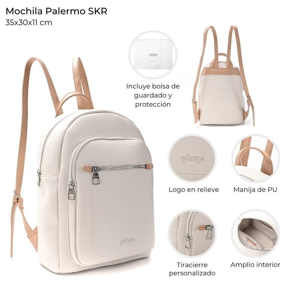 MOCHILA PALERMO SKORA BLANCA 35x30x11 CM