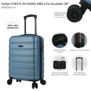 VALIJA CARRY ON CHECK IN HARD ABS AZUL 20