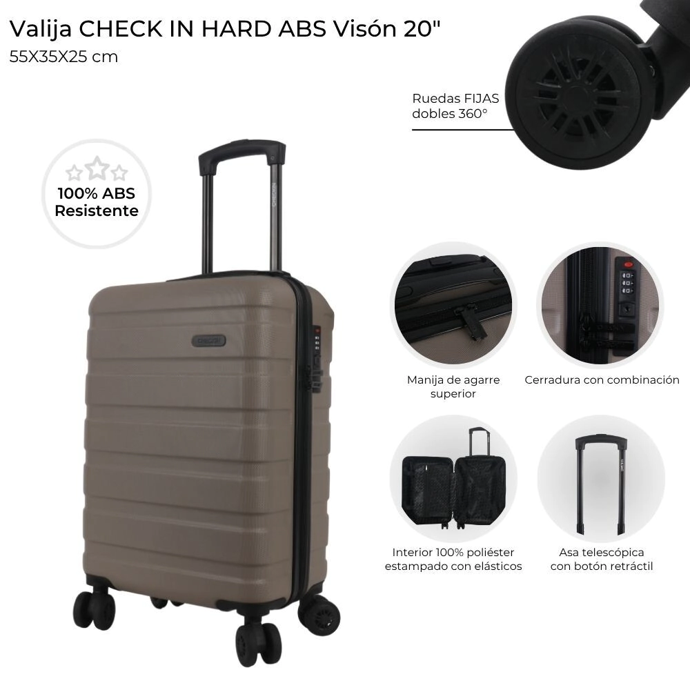 VALIJA CARRY ON CHECK IN HARD ABS VISON 20"