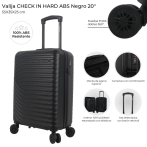 VALIJA CARRY ON CHECK IN HARD ABS NEGRA 20