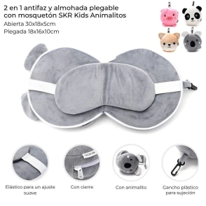 2 EN 1 ANTIFAZ Y ALMOHADA PLEGABE KIDS ANIMALITOS SKORA
