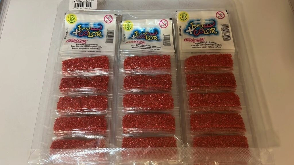 Brillantina roja x 5 sobres x 20 blister