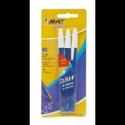 Boligrafo BIC Opaco 1mm Azul x3