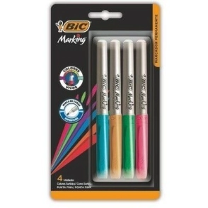 Marcador BIC Permanente x4 Grip Metalizado