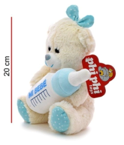Oso Rosa y Celeste Con Mamadera 20cm